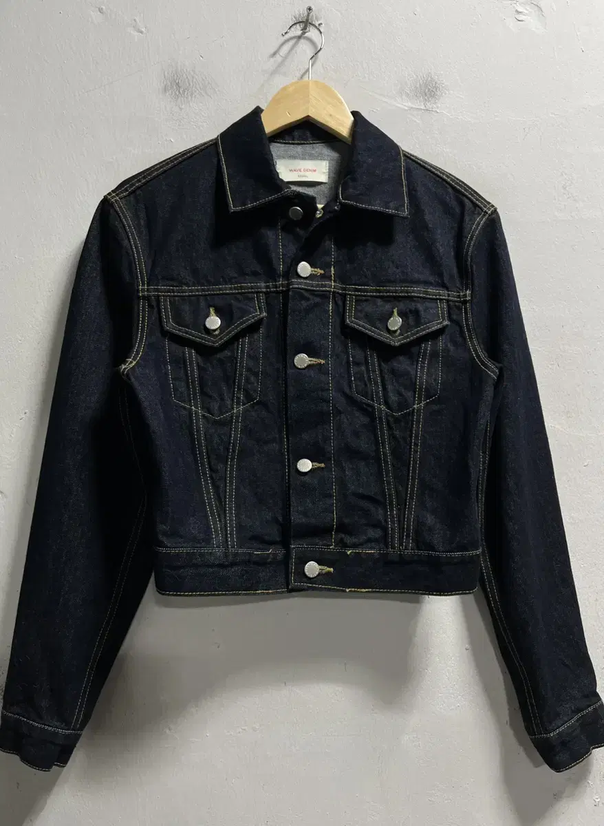 55-66 WAVE DENIM 크롭 데님 진청자켓 정품